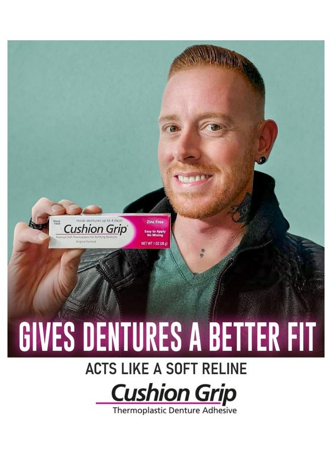 Cushion Grip - Thermoplastic Denture Adhesive, 1 Oz - Improves Denture Fit, Comfort & Stability | Non-Glue Adhesive, Acts Like A Soft Reline (Pack Of 5) - Image 1