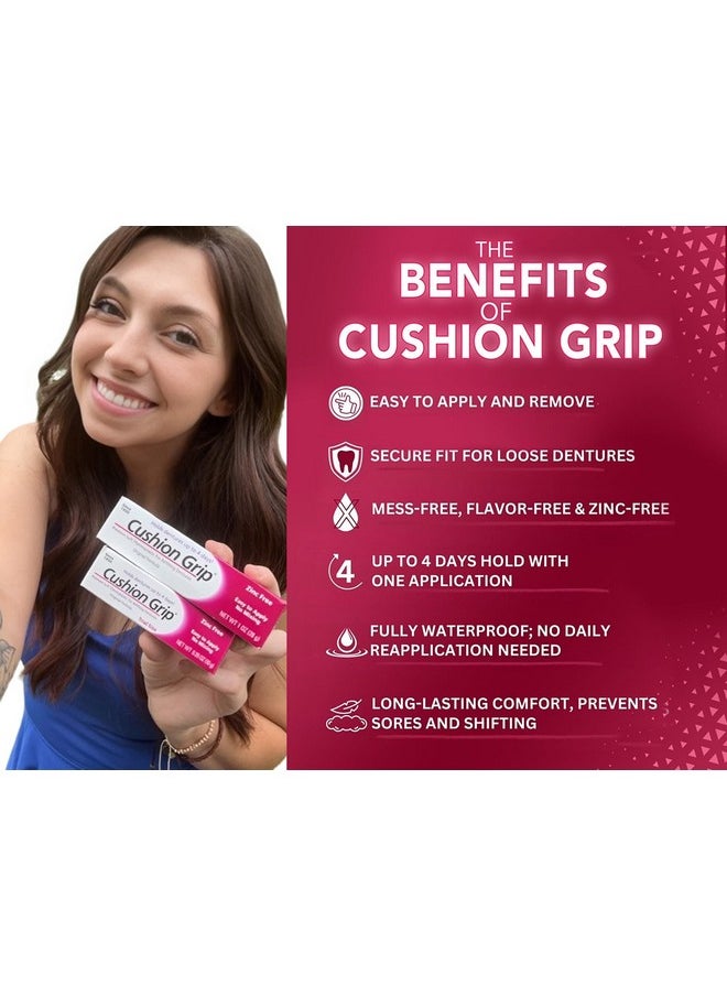 Cushion Grip - Thermoplastic Denture Adhesive, 1 Oz - Improves Denture Fit, Comfort & Stability | Non-Glue Adhesive, Acts Like A Soft Reline (Pack Of 5) - Image 1