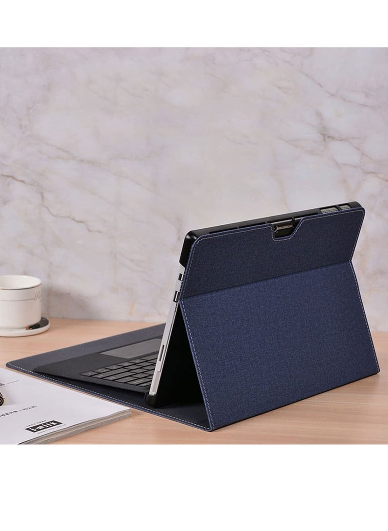 erorex - Case Cover for 12.3 Inch Microsoft Surface Pro 7 Plus/Pro 7/Pro 6/Pro 5/Pro 4 Tablet PU Leather Protective Shell compatible with keyboard Cover and Pen Holder Dark Blue - Image 1