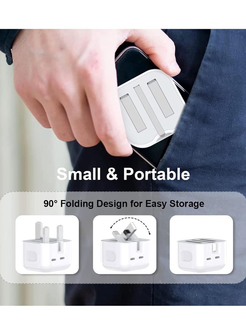 Raxoom Fast Charger Quick Charge for IP, Dual Port 35W PD USB C Wall Charger, 3FT USB C Cable, 2 USB C Charging Ports, USB C Charger Block for iPhone 16/15/14/13 Pro/14 Pro Max and More - Image 5