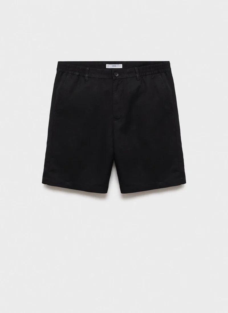 Mango Man Linen-Blend Shorts With An Elastic Waistband