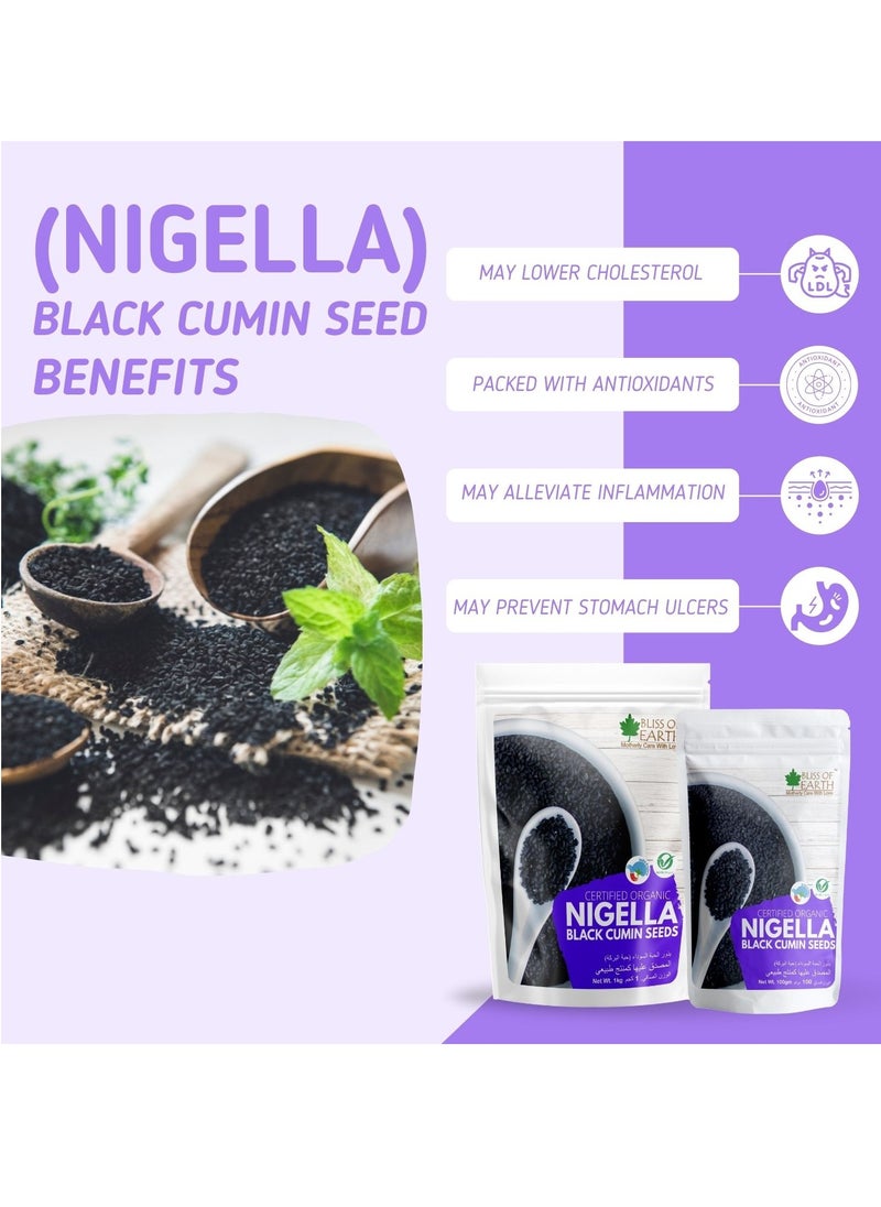 BLISS OF EARTH Certified Organic Black Cumin Kalonji Nigella Seeds 200GM  - Image 3
