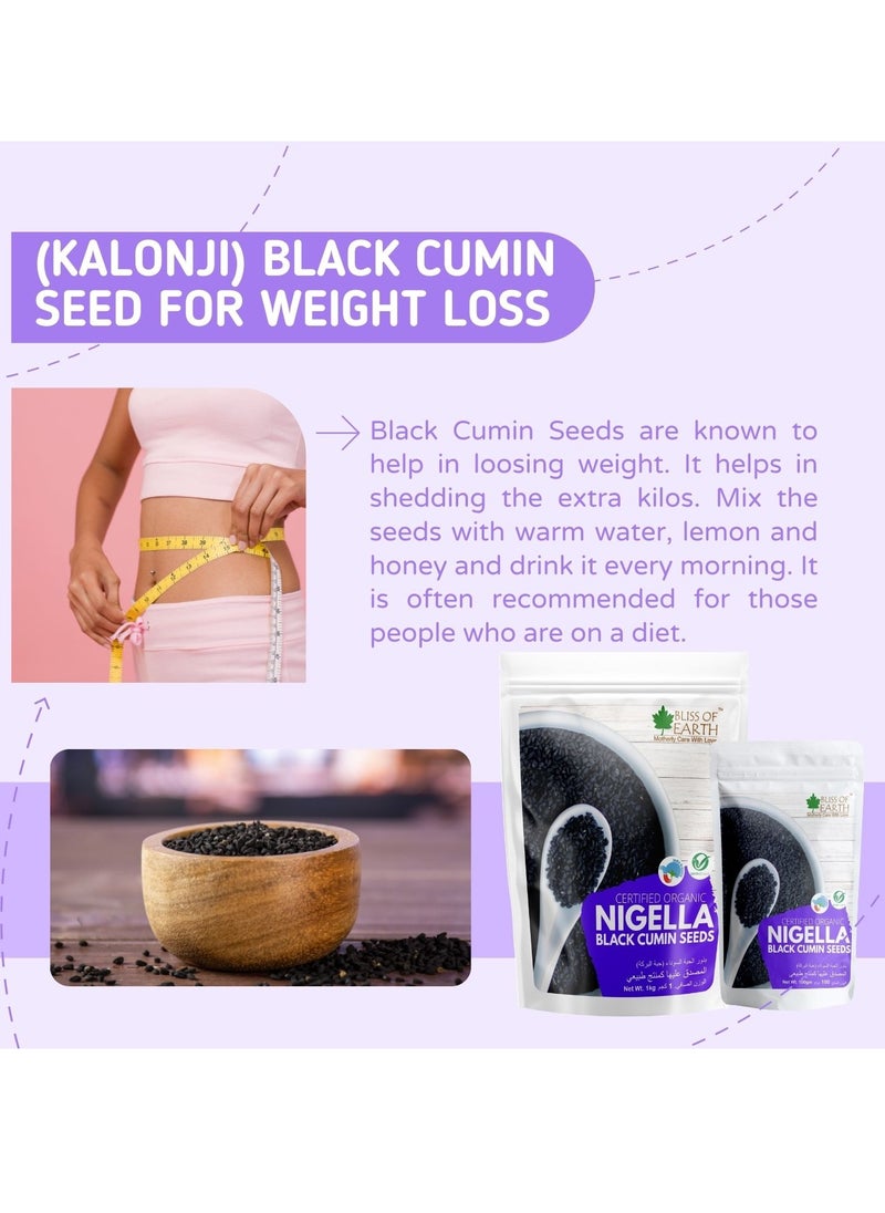 BLISS OF EARTH Certified Organic Black Cumin Kalonji Nigella Seeds 200GM  - Image 4