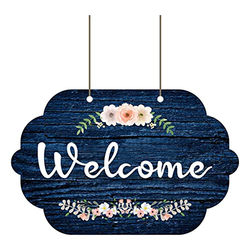 KREEPO Beautiful Floral Printed Welcome Wooden Wall Or Front Door Hanging Sign Board for Home Décor Size (11.5inchesx7inches) - Image 1