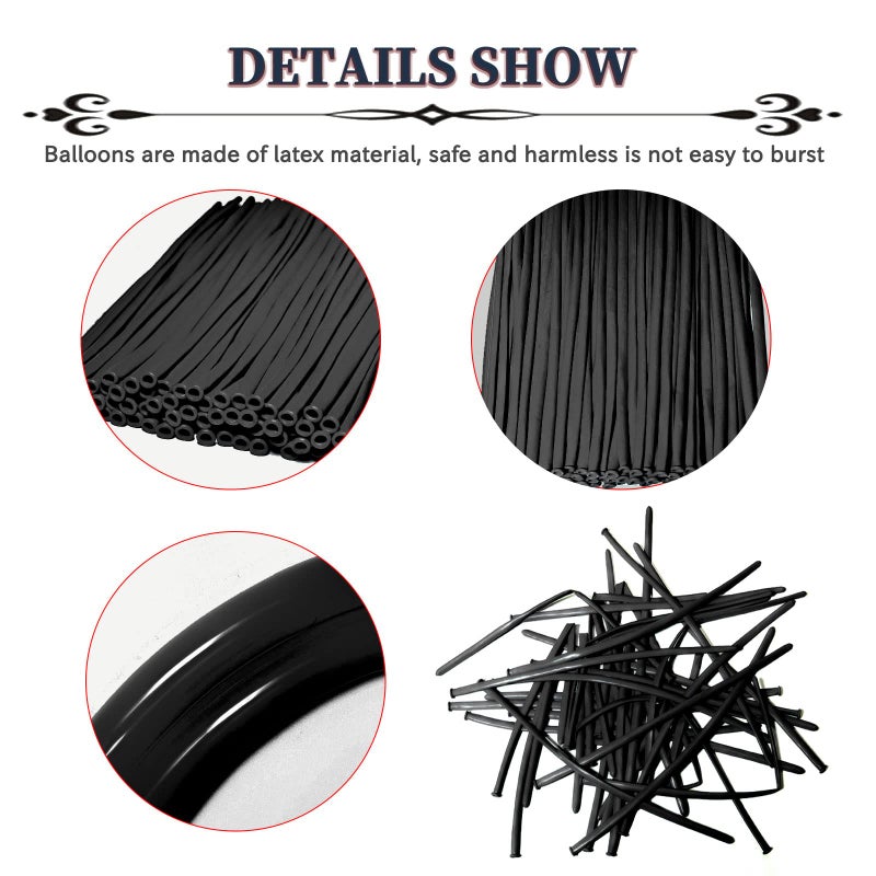 ZBYDNG Black Long Balloons Premium 260 Twisting Balloons Animals Magic for Birthday Kids Wedding Party Supply 100pcs - Image 2