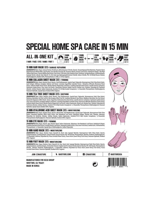 Naisture 15 Min Pamper Me Kit For Instant Glow Hair Mask Face Mask Eye Mask Hand Mask Foot Mask Set For Skincare & Beauty Special Home Spa Skin Care Treatment (7 Packs) - Image 2