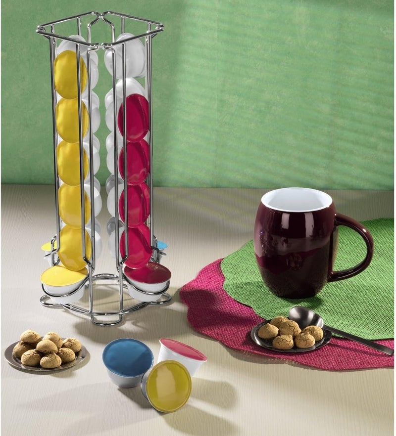 حامل كبسولات القهوة (لكبسولات Dolce Gusto، 24 كبسولة، Colonna) - فضي/كروم