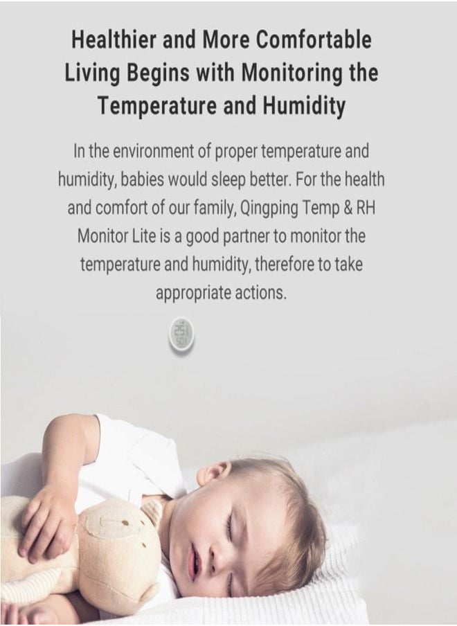 Qingping Smart Digital Humidity Sensor Bluetooth 5.0 Thermometer Hygrometer Lite Accurate Sensor Built-in Temperature & Relative Humidity Monitor Gauge for Indoor Home Sensor