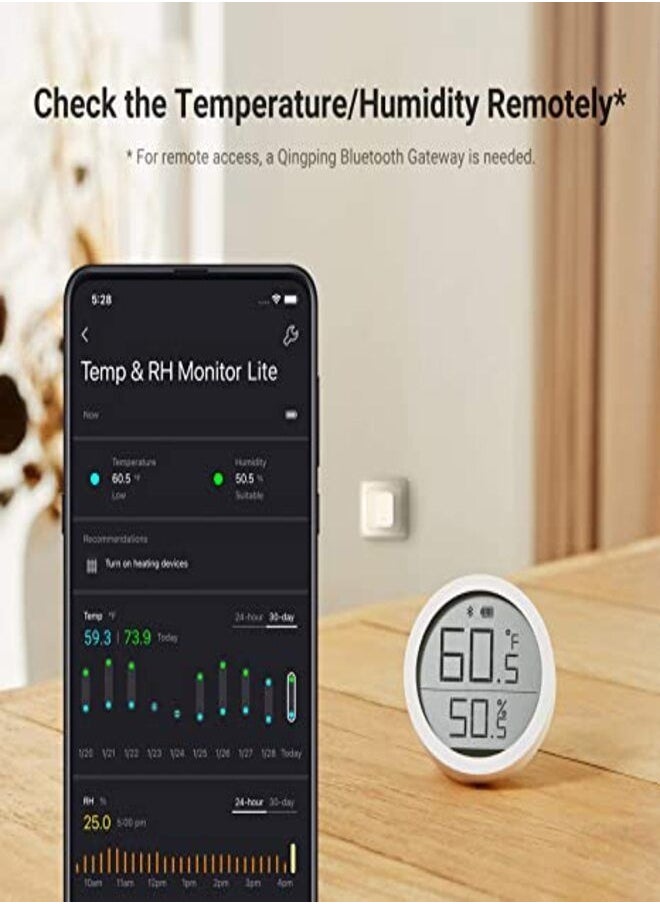 Qingping Smart Digital Humidity Sensor Bluetooth 5.0 Thermometer Hygrometer Lite Accurate Sensor Built-in Temperature & Relative Humidity Monitor Gauge for Indoor Home Sensor