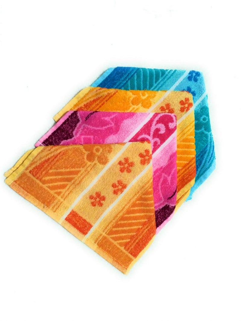 Cotton Colors Cotton Colors Floral Design Hand Towels (Medium, Multicolor, Pack of 4)_D59  - Image 1