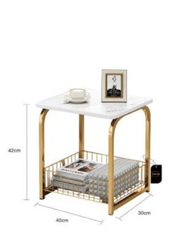 AGD 2 Piece Coffee Table Set with Bottom Shelf, Modern Marble Design Coffee Tables for Living Room Office Room (White&Black)  - Image 3