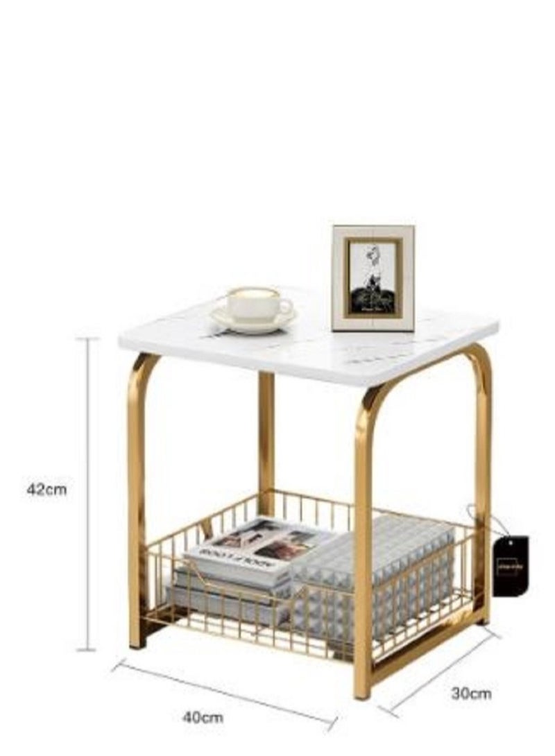 AGD 2 Piece Coffee Table Set with Bottom Shelf, Modern Marble Design Coffee Tables for Living Room Office Room (White&Black) - Image 3