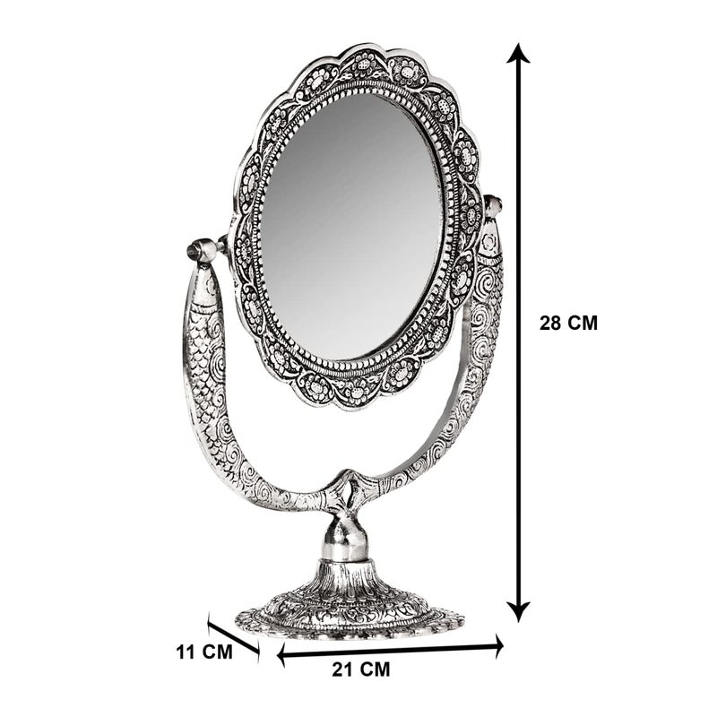 N/M NM Aluminium Fish Table Mirror Silver Plated Table top MirrorBest for Dressing TableHome Decor MakeupGifting  - Image 3