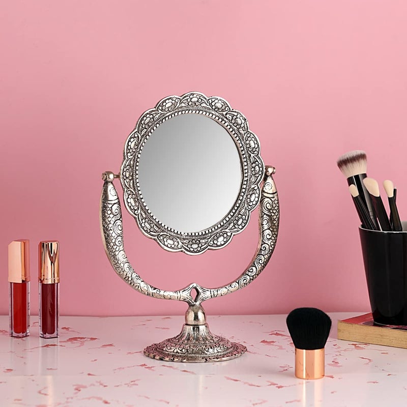 N/M NM Aluminium Fish Table Mirror Silver Plated Table top MirrorBest for Dressing TableHome Decor MakeupGifting  - Image 2