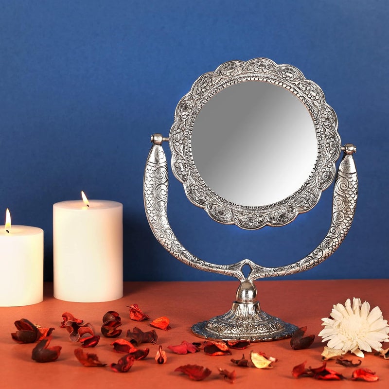 N/M NM Aluminium Fish Table Mirror Silver Plated Table top MirrorBest for Dressing TableHome Decor MakeupGifting  - Image 4
