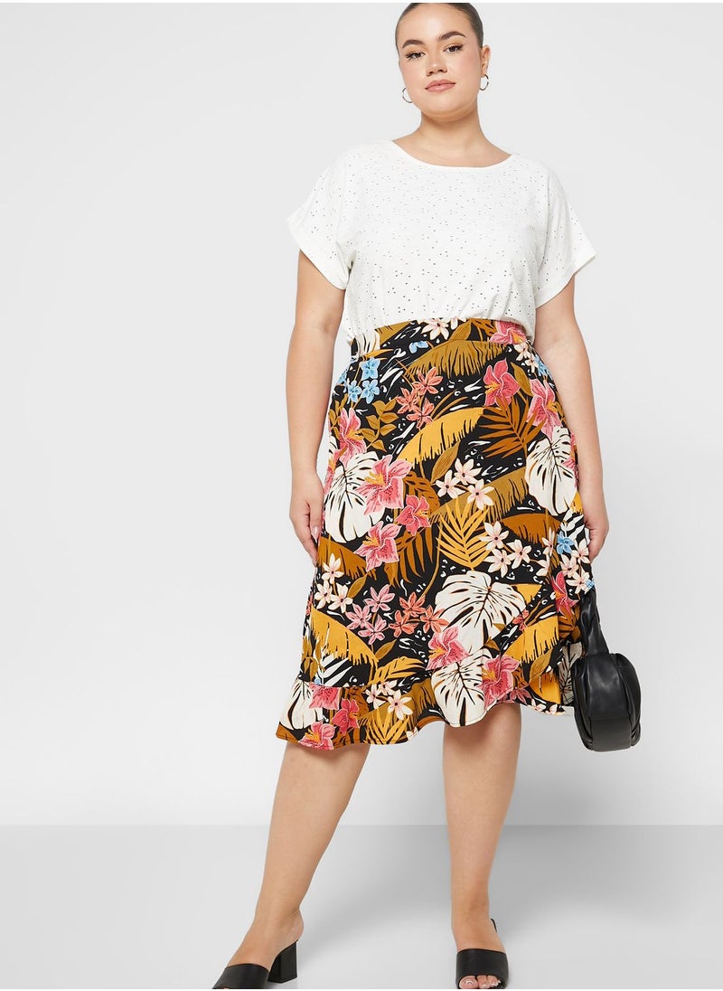 Only Carmakoma - High Waist Printed Skirt - Image 1