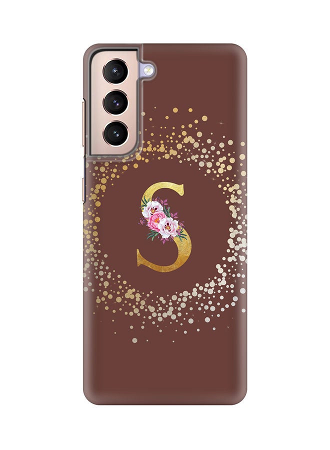 Stylizedd Monogram Slim Cover for Samsung Galaxy S21 Plus 5G Case Custom Initials Letter Floral Pattern Snap Series Mobile Cover Matte Alphabet  - S (Brown) - Image 1