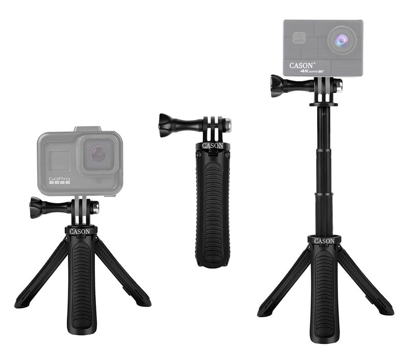 Cason -Tripod Monopod with Mini Selfie Stick & Tripod Kit for Action Camera Cason CN10,CS6, gopro Accessories, Gopro Hero 10/9/8/7/6/5, DJI Osmo Action,SJCAM and All Action Cameras (Black) - Image 1