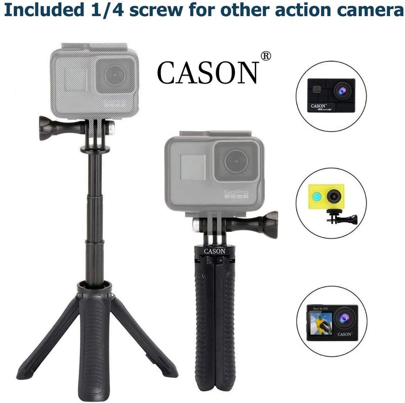 Cason -Tripod Monopod with Mini Selfie Stick & Tripod Kit for Action Camera Cason CN10,CS6, gopro Accessories, Gopro Hero 10/9/8/7/6/5, DJI Osmo Action,SJCAM and All Action Cameras (Black) - Image 5