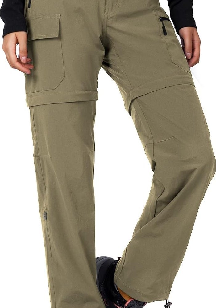 Cycorld Women's Convertible Quick-Dry Stretch Lightweight Zip-Off Hiking Pants with 5 Deep Pockets - Khaki, Small - Image 1
