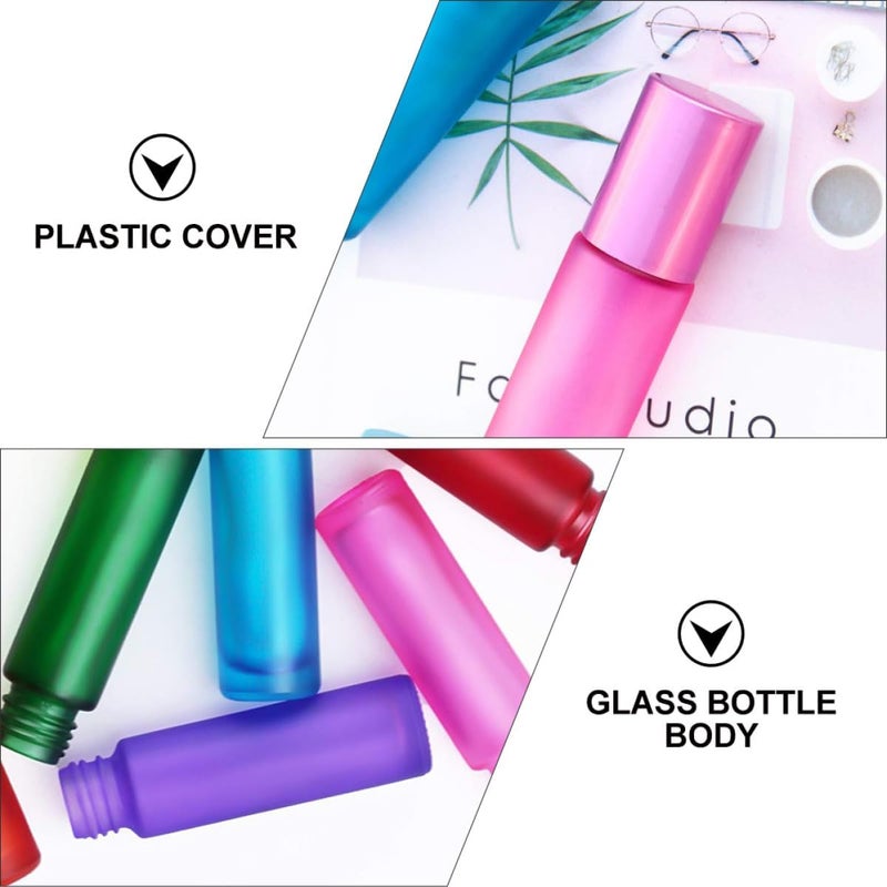 SHERCHPRY 10ml Essential Oil Roller Bottles 8pcs Small Glass Perfume Bottles with Dropper for Travel Aromatherapy Random Style Random Color - Image 2