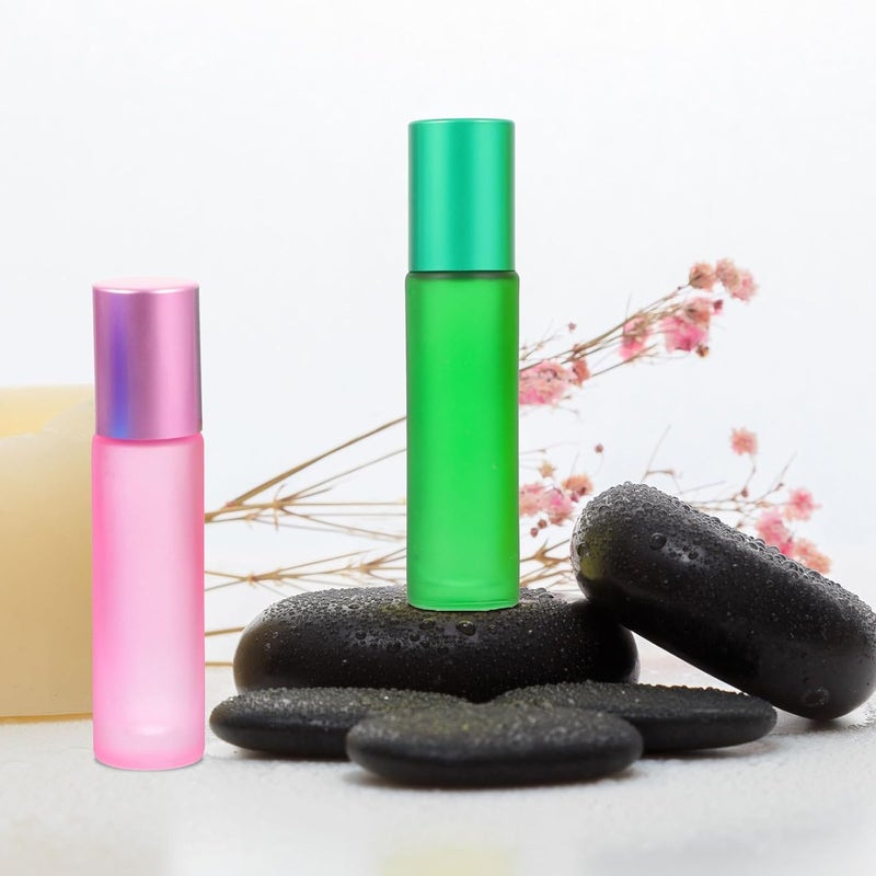 SHERCHPRY 10ml Essential Oil Roller Bottles 8pcs Small Glass Perfume Bottles with Dropper for Travel Aromatherapy Random Style Random Color - Image 5