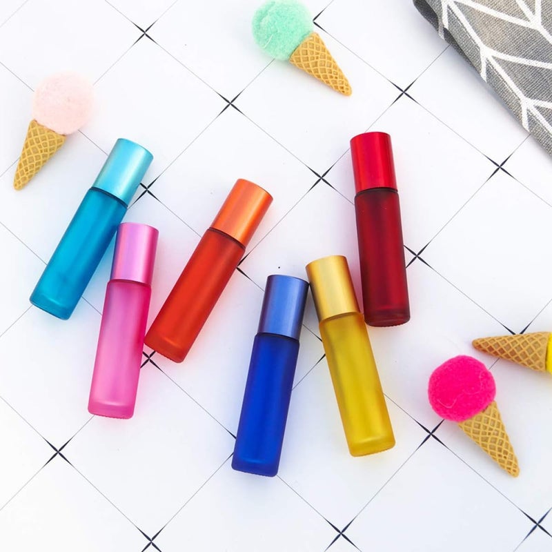 SHERCHPRY 10ml Essential Oil Roller Bottles 8pcs Small Glass Perfume Bottles with Dropper for Travel Aromatherapy Random Style Random Color - Image 3
