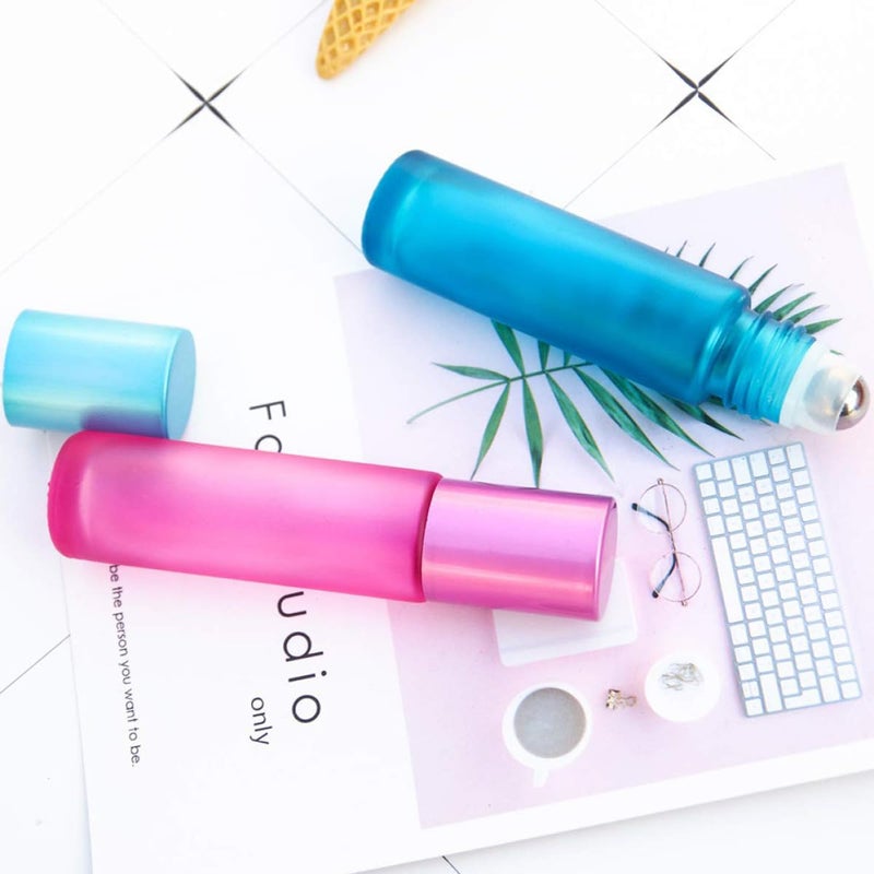 SHERCHPRY 10ml Essential Oil Roller Bottles 8pcs Small Glass Perfume Bottles with Dropper for Travel Aromatherapy Random Style Random Color - Image 4