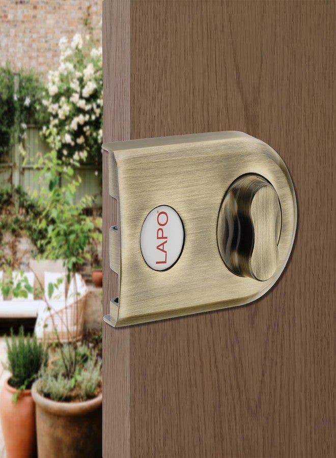 LAPO Jimmy Proof Deadbolt Lock with Side Key and Knob, Heavy Duty Security Lock for Single, Double, Sliding Doors, Reversible Lever Knob for Left and Right Opening Doors, Antique Finish - Image 1