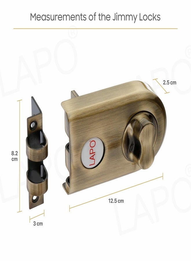 LAPO Jimmy Proof Deadbolt Lock with Side Key and Knob, Heavy Duty Security Lock for Single, Double, Sliding Doors, Reversible Lever Knob for Left and Right Opening Doors, Antique Finish - Image 2