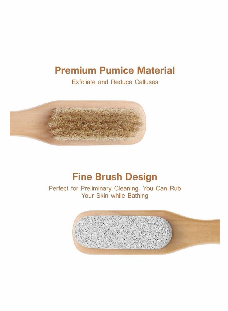 SYOSI Double-sided Foot Pumice Stone Natural Bristle Foot Brush Dead Skin Massage SPA Callus Remover Exfoliating Scrubber - Image 3