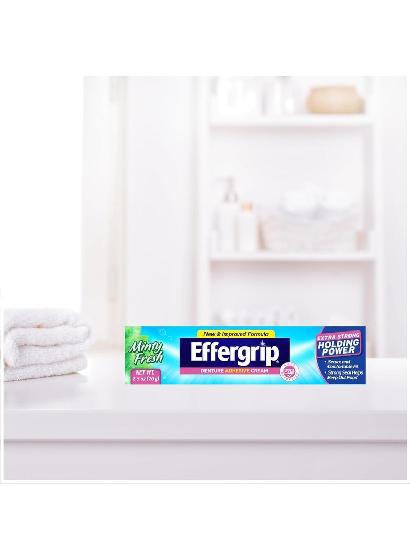 Effergrip Denture Adhesive Cream, Minty Fresh, 2.5 Oz, Zinc-Free Formula with Extra Strong Grip - Image 4