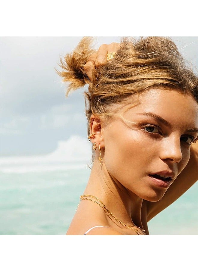 بيوند أقراط على شكل نجمة من الزركون، أقراط دائرية مضادة للحساسية ومضادة للبهتان، أقراط ذهبية، أقراط أذن، مجوهرات عصرية كهدية (ذهبية) - Image 4