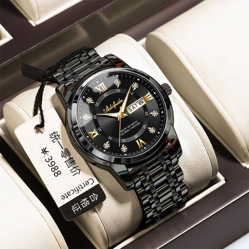 Mens Quartz Minimalist Steel Bracelet Watch 8801 All Black