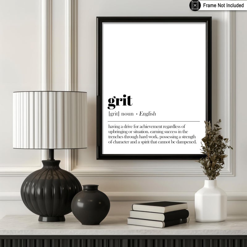 Poster Master Definition of Grit Print - Typography Poster - Dictionary Art - Minimal Gift for Men, Women & Colleague - Funny Decor for Office, Workplace or Dorm - 8x10 UNFRAMED Wall Art - Image 3