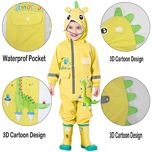 Fewlby Kids Toddler Boys Girls Rain Suit Waterproof One Piece Coverall L Size 4-5 Years - Image 2