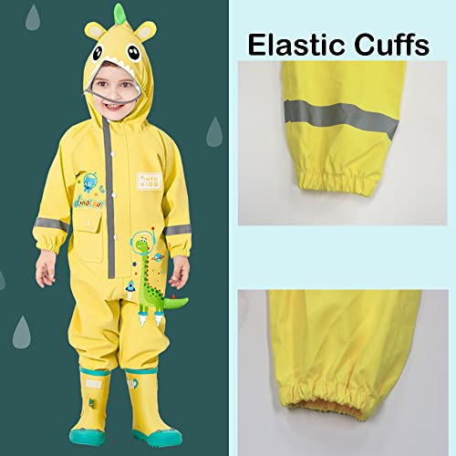 Fewlby Kids Toddler Boys Girls Rain Suit Waterproof One Piece Coverall L Size 4-5 Years - Image 3