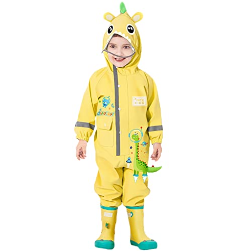 Fewlby Kids Toddler Boys Girls Rain Suit Waterproof One Piece Coverall L Size 4-5 Years - Image 1