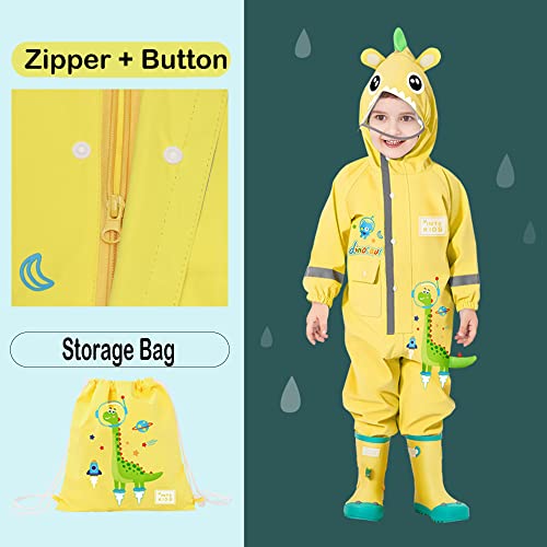 Fewlby Kids Toddler Boys Girls Rain Suit Waterproof One Piece Coverall L Size 4-5 Years - Image 4