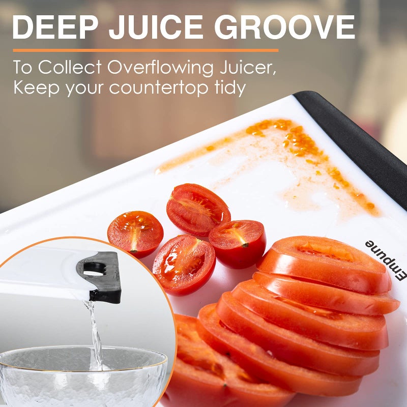 Empune Extra Large Cutting Boards, Plastic Cutting Boards for Kitchen (Set of 4) Cutting Board Set Dishwasher Safe Chopping Board with Juice Grooves Easy-Grip Handles, Black, Empune - Image 4