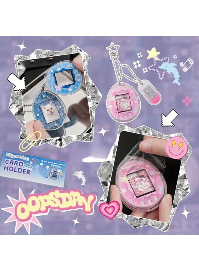 1pc Random Color Vintage Inspired 1 Inch Photo Card Holder With Star Moon Design Durable Plastic For Idols Family Photos And Students Photocard Case - Image 4