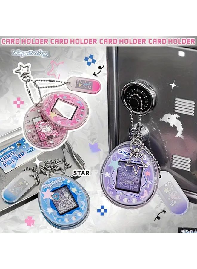 1pc Random Color Vintage Inspired 1 Inch Photo Card Holder With Star Moon Design Durable Plastic For Idols Family Photos And Students Photocard Case - Image 1
