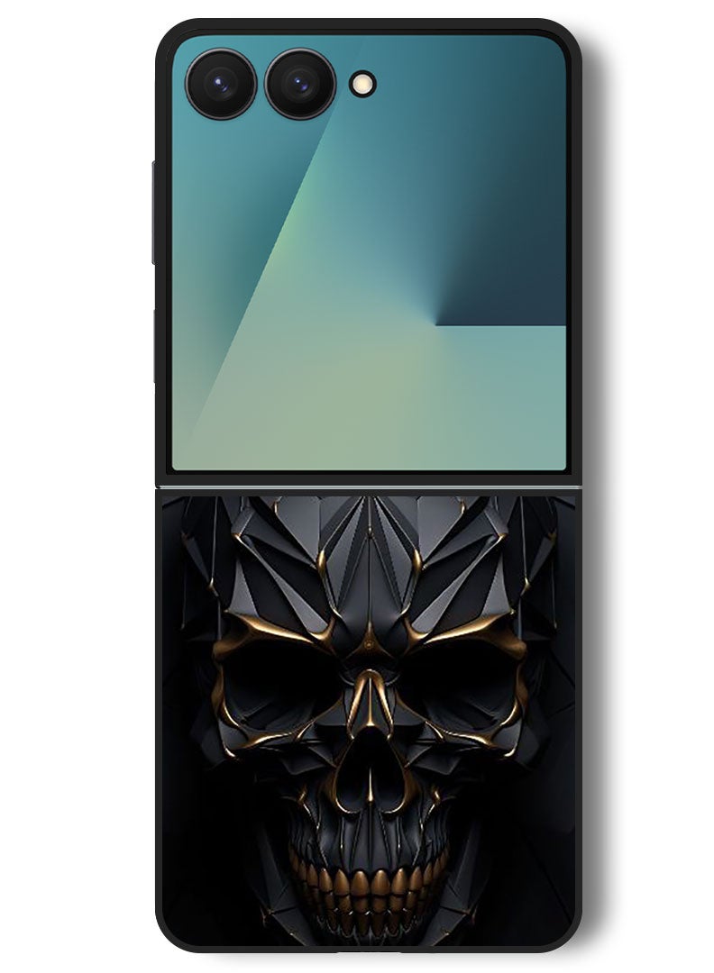 Theodor Case Compatible with Samsung Galaxy Z Flip 7 - 6.9 Inch Protection Shockproof Bumper Cover Skull Art - Image 1
