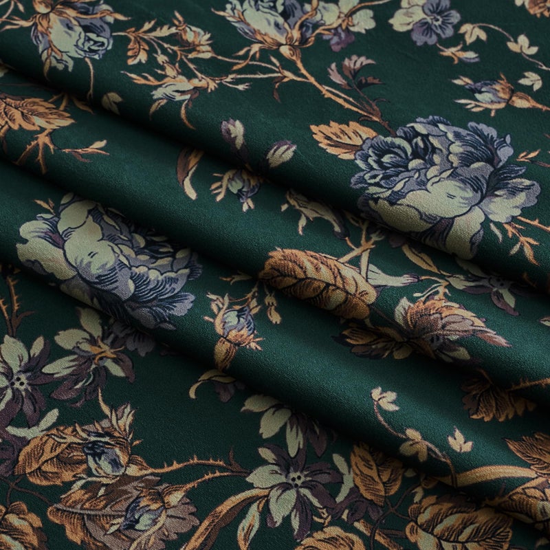 StangH Green Velvet Curtains with Printed Floral, Vintage Flower Patterned Curtains 102 inches Long Vertical Room Darkening Thermal Insulated Drapes for Home Office, W52 x L102, 2 Panels - Image 5