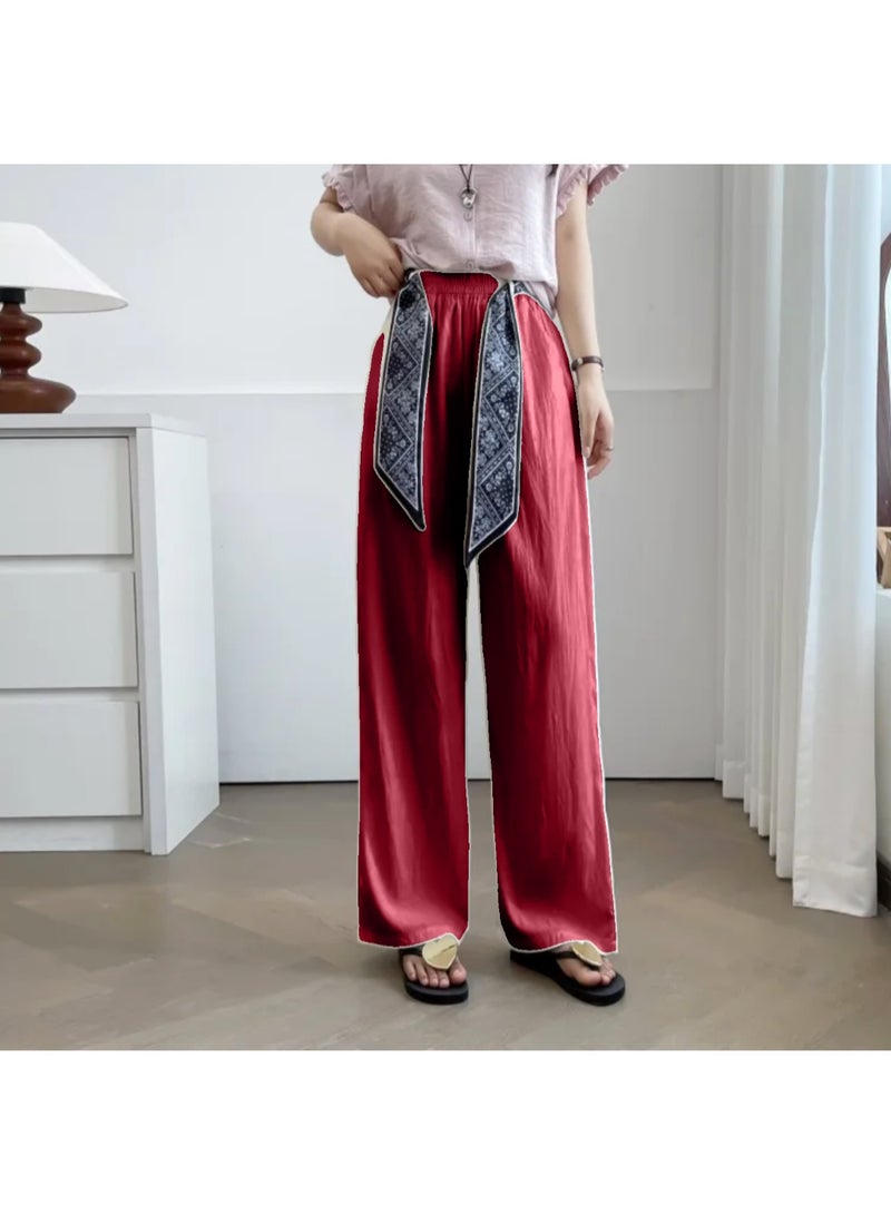 وشاح حريري حزام خصر مقاس واحد بنطلون كاجوال للنساء - Image 1