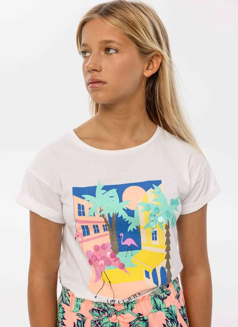 مينوتي تيشيرت بناتي صيفي بأكمام قصيرة