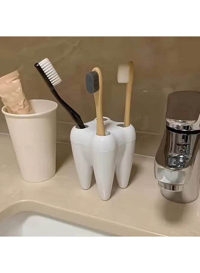 White Plastic Toothbrush Holder Durable Storage Organizer For Bathroom Accessories - Image 4