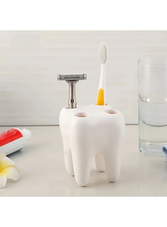White Plastic Toothbrush Holder Durable Storage Organizer For Bathroom Accessories - Image 2