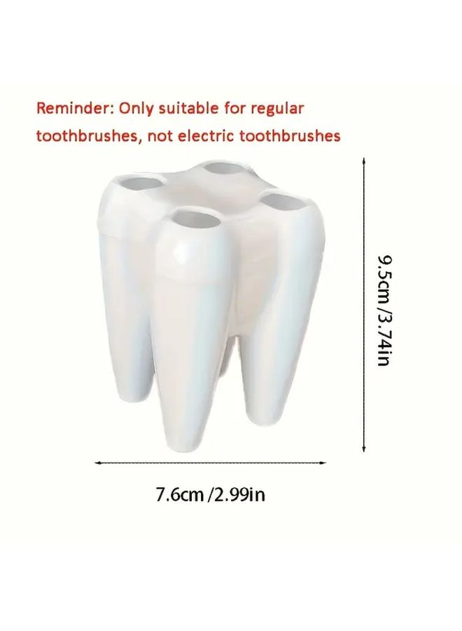White Plastic Toothbrush Holder Durable Storage Organizer For Bathroom Accessories - Image 3