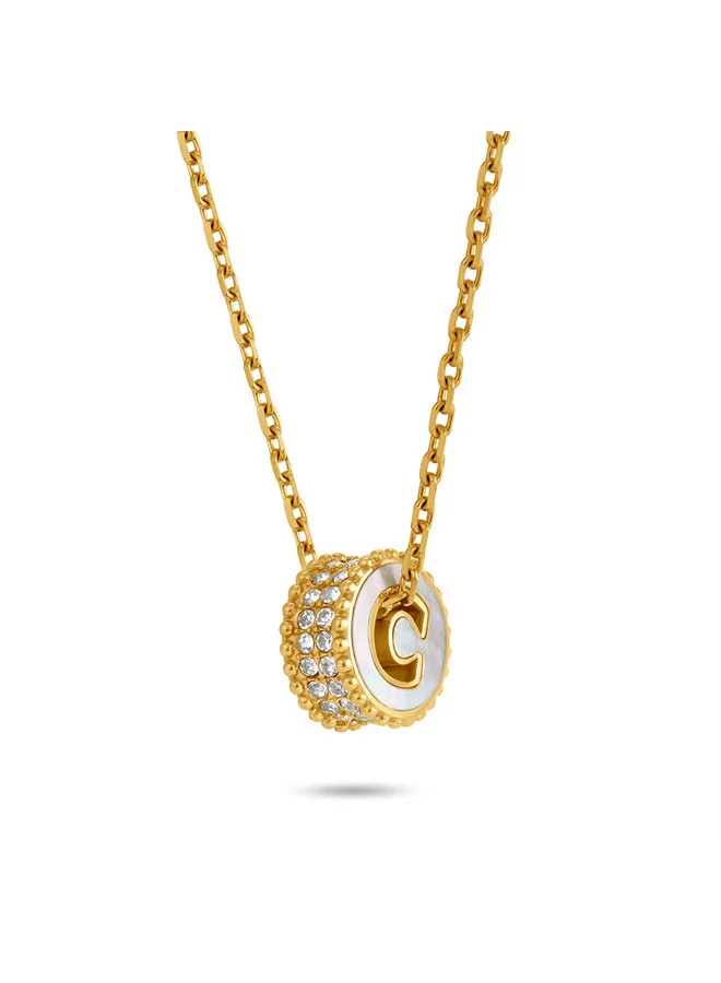 شيروتي 1881 عقد إيزادورا ذهبي دائري بتصميم فتحة حرف سي للنساء